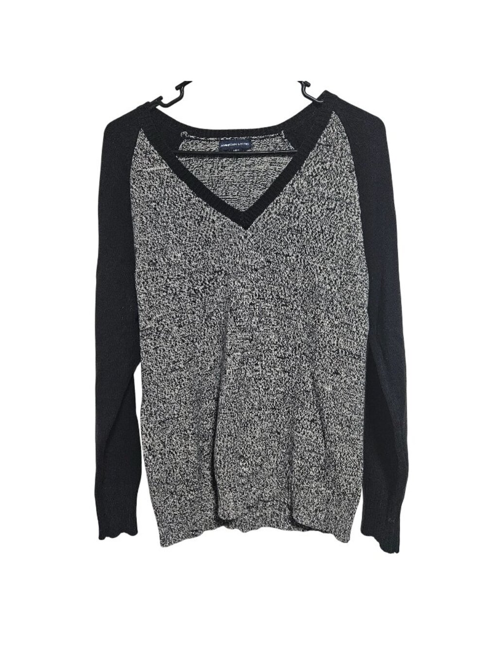 American Living Knit Sweater Womens Size Large Heather Gray Pullover V-Neck